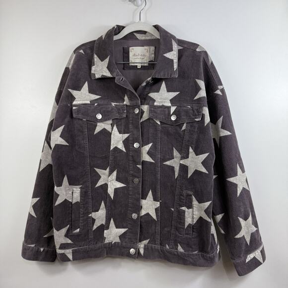 Altar'd State Star Struck Gray Corduroy Jacket Small Oversized Classic Trucker - Picture 11 of 11